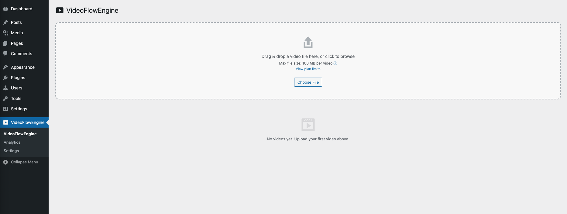 Upload video in VideoFlowEngine