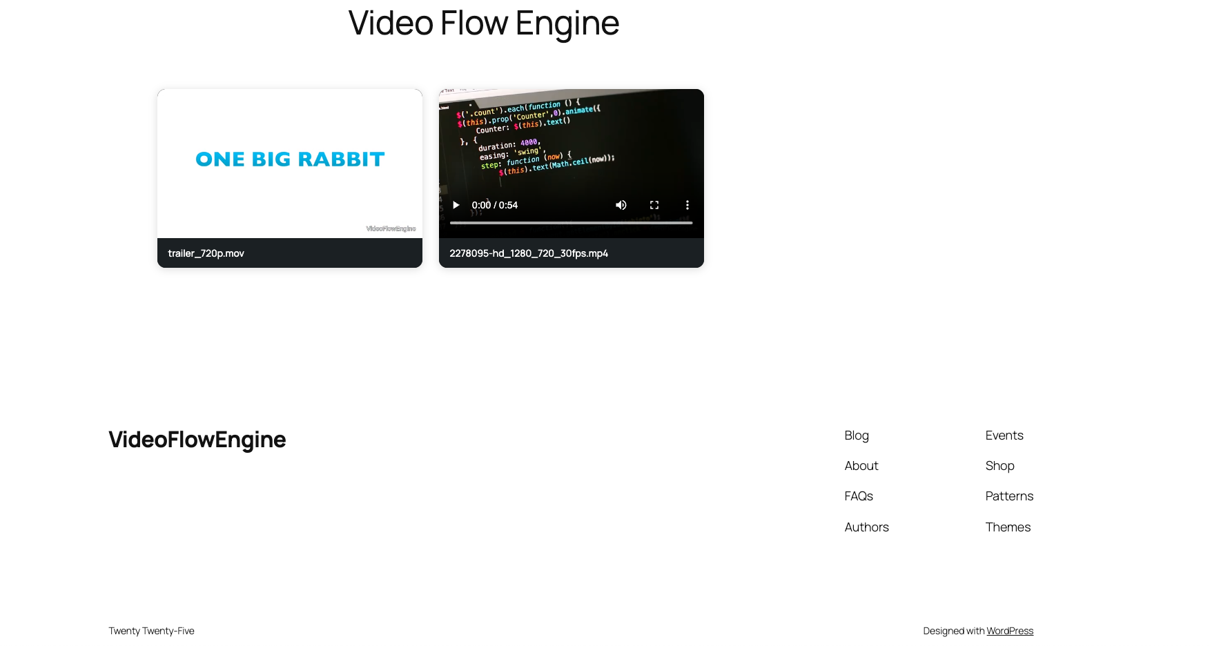 VideoFlowEngine player with shortcode
